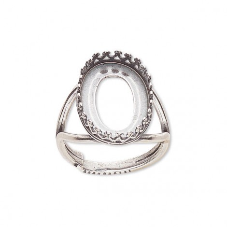 20x14.5mm Antique Silver Plated Brass Ring with 18x13mm setting - Each
