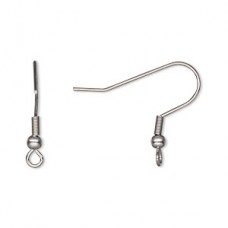 17mm 21ga Surgical Steel Perpendicular Loop Earwires with Ball + Coil - Unplated