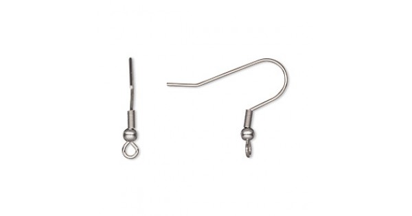 50 Stainless Surgical Steel Ball & Coil Fishhook Hook Earring Findings with Loop