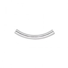 26x3.2mm Silver Plated Curved Tube Beads - Pack of 10