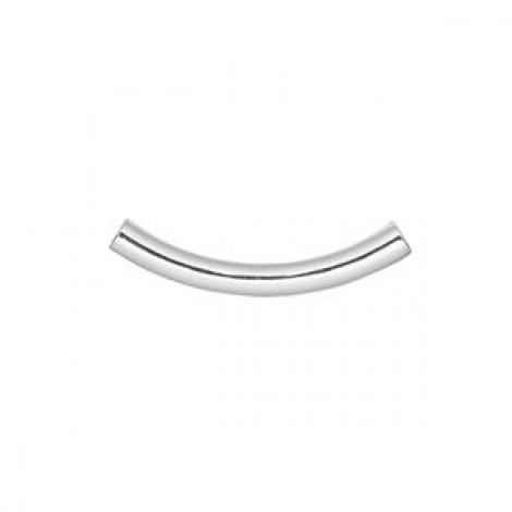 26x3.2mm Silver Plated Curved Tube Beads - Pack of 10