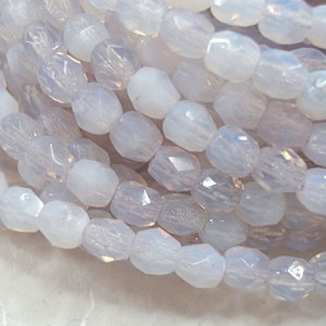 4mm Czech Firepolish Beads - Milky Light Amethyst - Pack of 50
