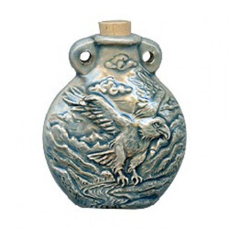 50x42mm Eagle Raku Ceramic Bottle Pendant - Each