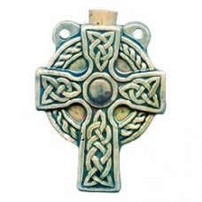 54x42mm Raku Ceramic Celtic Cross Bottle Pendant - Each