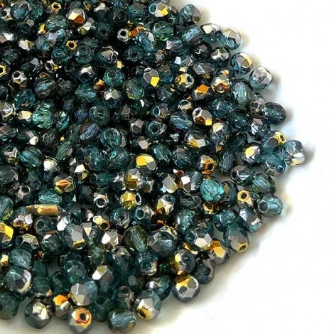 4mm Czech Fire-Polished Beads - Aqua Marea - Pack of 50 4mm Czech Fire-Polished Beads - Aqua Marea - Pack of 50