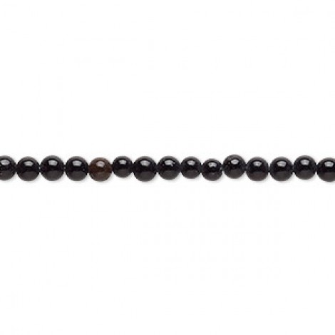3-4mm Black Onyx Round Beads