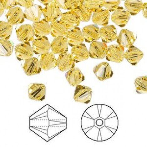 5mm Swarovski Faceted Bicones - Lt Topaz - Pack of 10