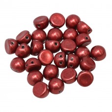6mm Czech 2-Hole Cabochons - Metallic Red - Pack of 33