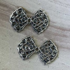 30x20mm Sterling Silver Plated Filigree Angel Wings - Pack of 10