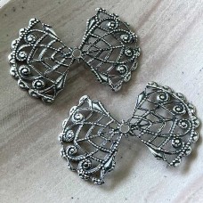 28x40mm Sterling Silver Plated Filigree Angel Wings - Pack of 10