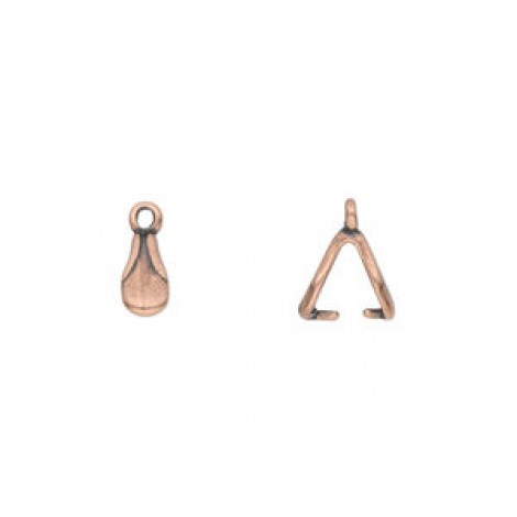8x4mm Antique Copper Plated Teardrop Ice Pick Pinch Bail - Each