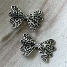 28x18mm Sterling Silver Plated Filigree Butterfly Wing Charms - Pack of 7