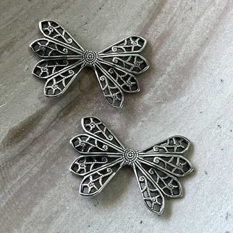28x18mm Sterling Silver Plated Filigree Butterfly Wing Charms - Pack of 7 28x18mm Sterling Silver Plated Filigree Butterfly Wing Charms - Pack of 7