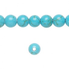 8mm Turquoise Blue Magnesite Large 2mm Hole Gemstone Beads - Pack of 10 beads
