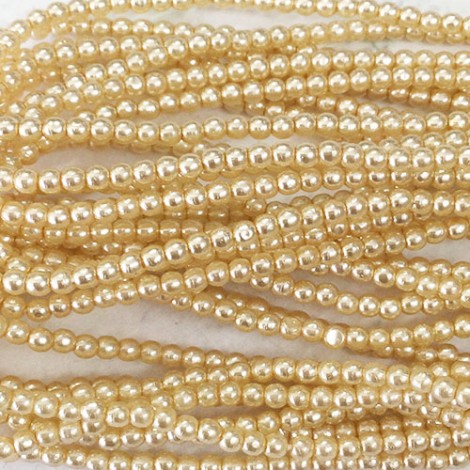 2mm Czech Glass Round Pearls - Cream - Strand (150 beads) 2mm Czech Glass Round Pearls - Cream - Strand (150 beads)