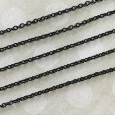 2x3mm Fine Black Plated 304 Stainless Steel Soldered Flat Cable Chain