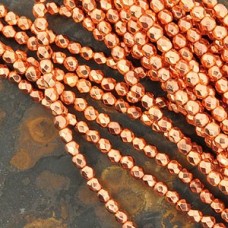 True 2mm Copper Penny Plated Czech Firepolish Beads