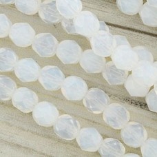 6mm Czech Firepolish Beads - Milky White