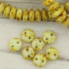 6mm Czechmates 2-Hole Lentils - Picasso Opaque Pale Turquoise - Pack of 50