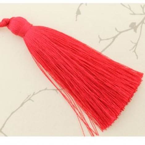 77mm Turkish Silk Thread Long Tassels - Raspberry - Each