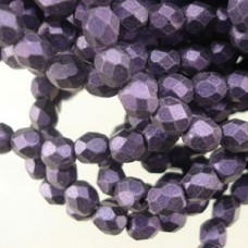 4mm Czech Firepolish Beads - Metallic Suede Purple- Pack of 50