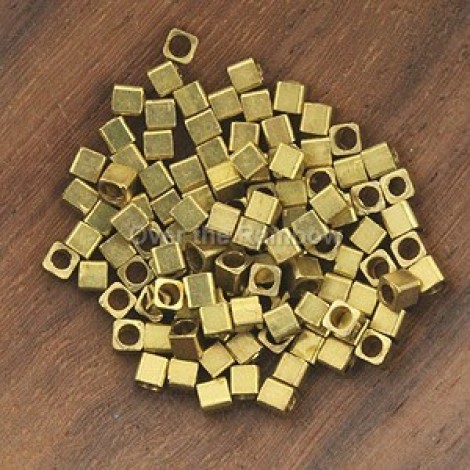 2mm Raw Brass Square Beads (1mm hole)