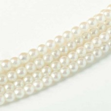 8mm Czech Round Pearl Coat Glass Beads - Cloud - Pack of 10