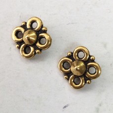 9mm TierraCast Cloverleaf Flower Link Charm - Antique Gold - Pack of 2