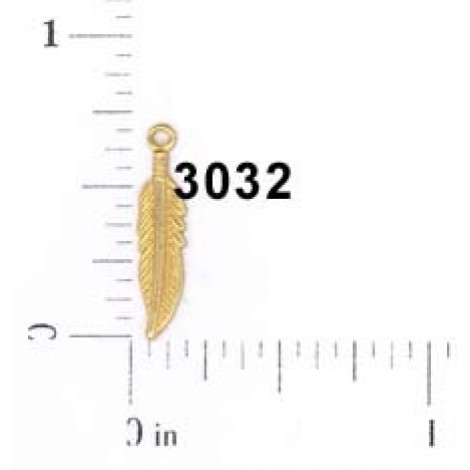 15mm Feather Small Brass Charm