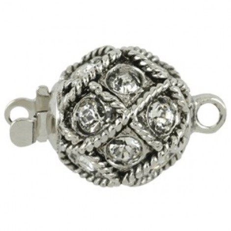 15.3mm Beadalon Silver Round Rope Clasp w/15 Crystals