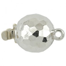 14.1mm Round Faceted Rhodium Plated Upper Clasp - Each
