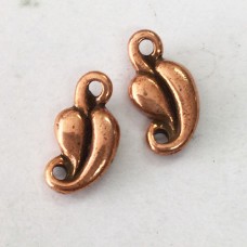 11mm TierraCast Nouveau Leaf Link - 2 Hole - Antique Copper - Pack of 2