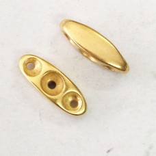 15x3mm TierraCast 3-Hole Almond Spacer Bars - Gold Plated - Pack of 2