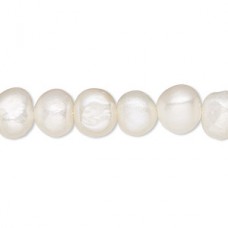 6-8mm White Freshwater Cultured Semi-Round Potato Pearls