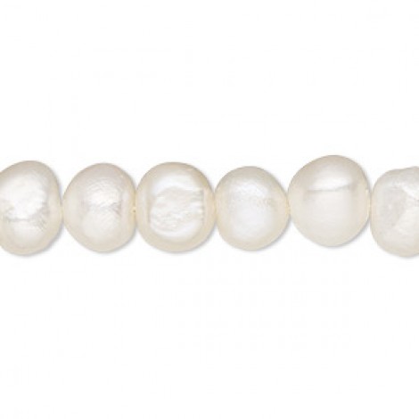 6-8mm White Freshwater Cultured Semi-Round Potato Pearls