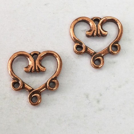 13mm TierraCast 3-1 Heart Drop Links - Antique Copper - Pack of 2 13mm TierraCast 3-1 Heart Drop Links - Antique Copper - Pack of 2