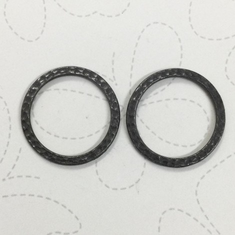25mm TierraCast Hammertone Round Ring Links - Black Oxide - Pack of 2