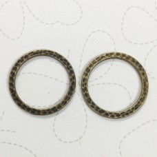 25mm TierraCast Hammertone Round Ring Links - Brass Oxide - Pack of 2