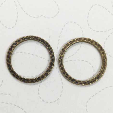 25mm TierraCast Hammertone Round Ring Links - Brass Oxide - Pack of 2