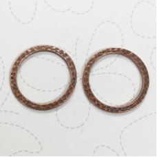 25mm TierraCast Hammertone Round Ring Links - Antique Copper Plated - Pack of 2
