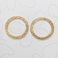 25mm TierraCast Hammertone Round Ring Links - 22K Gold Plated - Pack of 2