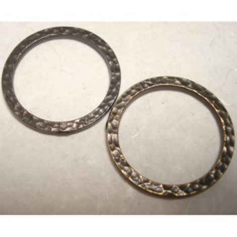 25mm TierraCast Hammertone Round Ring Links - Ant Brass/Black