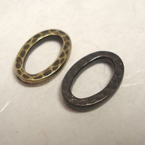 12x9mm Small TierraCast Hammertone Oval Link Rings - Ant Brass/Black