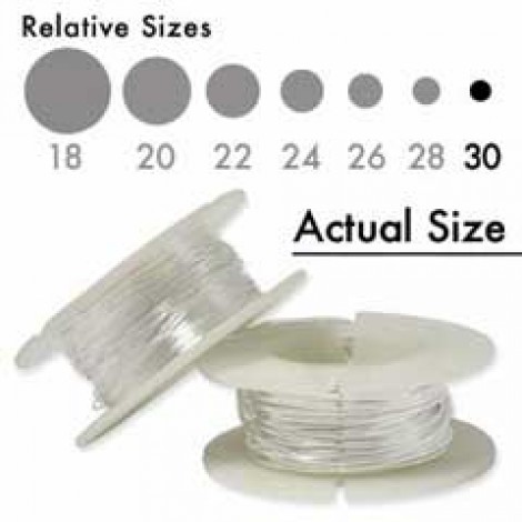 30ga Dead Soft Round Sterling Silver Wire - 1oz spool - 194ft/59m