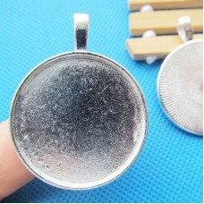 30mm ID Silver Plated Round Bezel Setting Pendant Tray