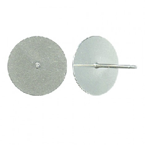 12mm Flat Pad 304 Stainless Steel Earposts - 10.4mm Post Length - Pack of 6 Pair 12mm Flat Pad 304 Stainless Steel Earposts - 10.4mm Post Length - Pack of 6 Pair
