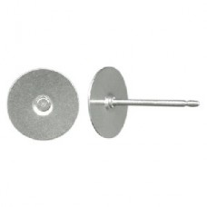 10mm Flat Pad 304 Stainless Steel Earposts - 10.4mm Post Length - Pack of 6 Pair