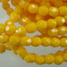 4mm Czech Firepolish Beads - Sunflower Yellow