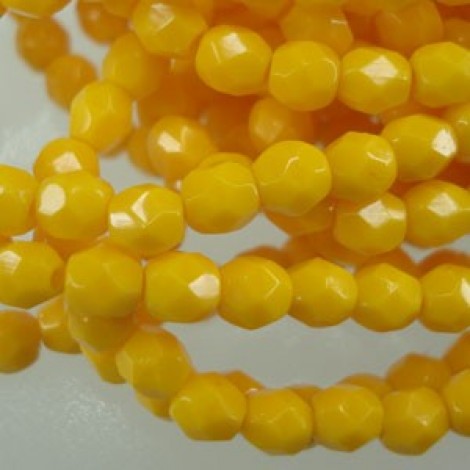 4mm Czech Firepolish Beads - Sunflower Yellow - Pack of 50