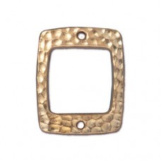 22x17mm TierraCast Drilled Hammertone Rectangle Links - 22K Gold Plated